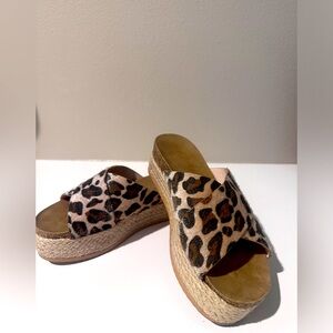 Leopard wedge sandals